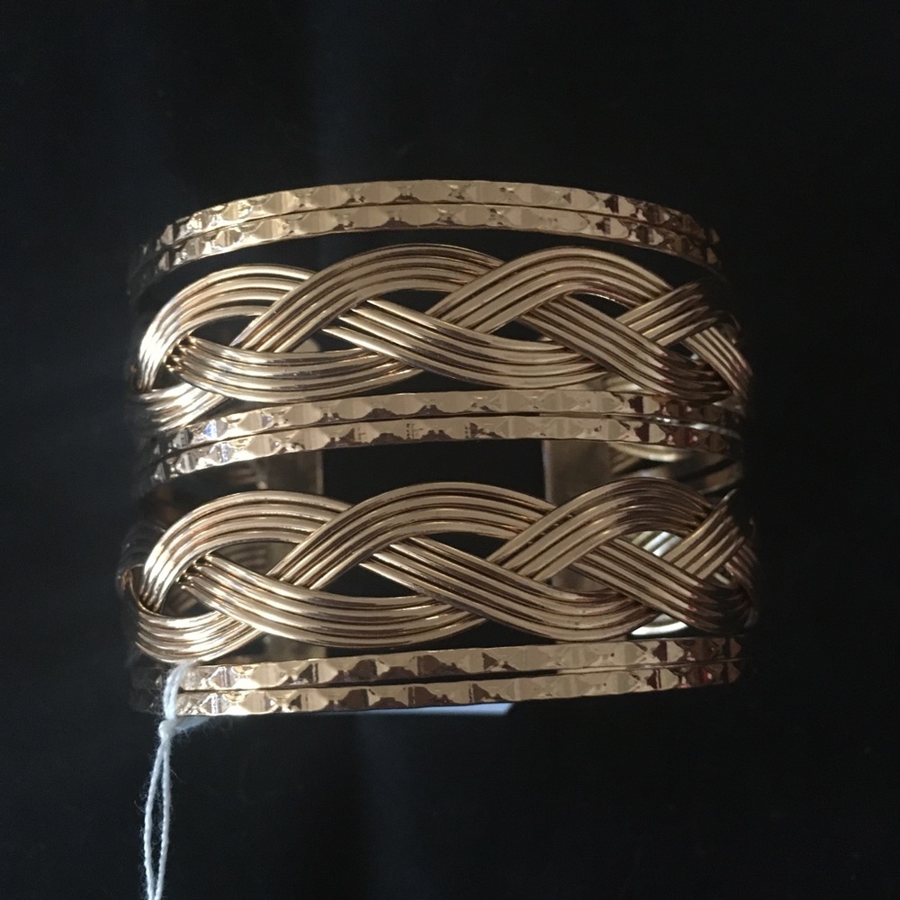 Gold Cuff Bracelet Wide Heavy Bangle Jewelry Fashion Statement Brand New